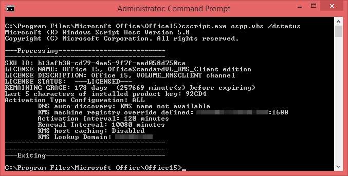 Manage Microsoft Office 2013 Volume Licensing Via Command Line